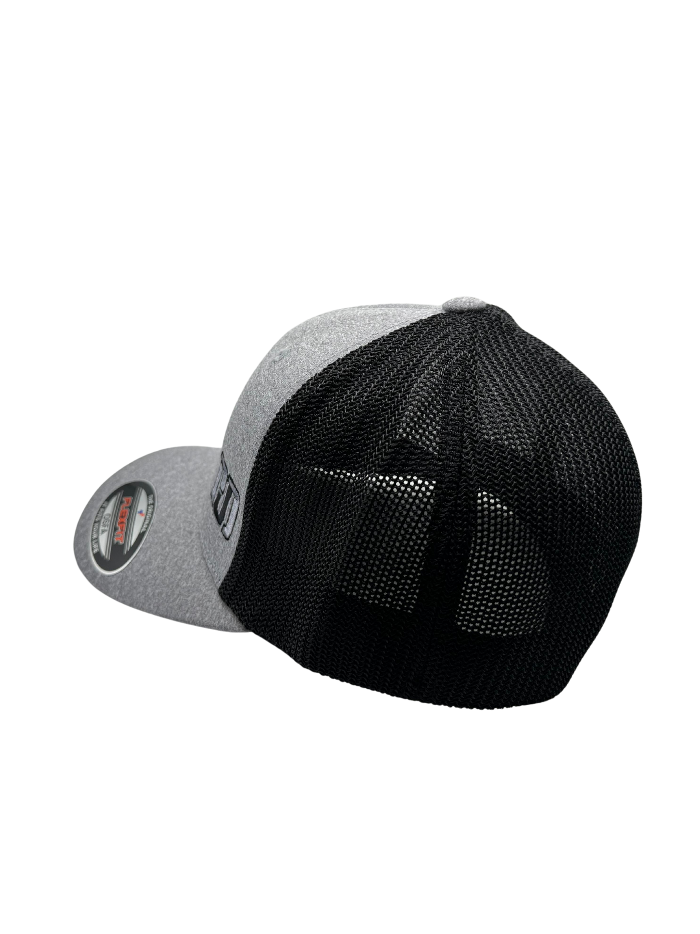 DJD Heather Grey/Black Flex Fit Trucker Fitted Small Black and Grey Logo