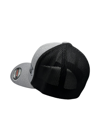 DJD Heather Grey/Black Flex Fit Trucker Fitted Small Black and Grey Logo