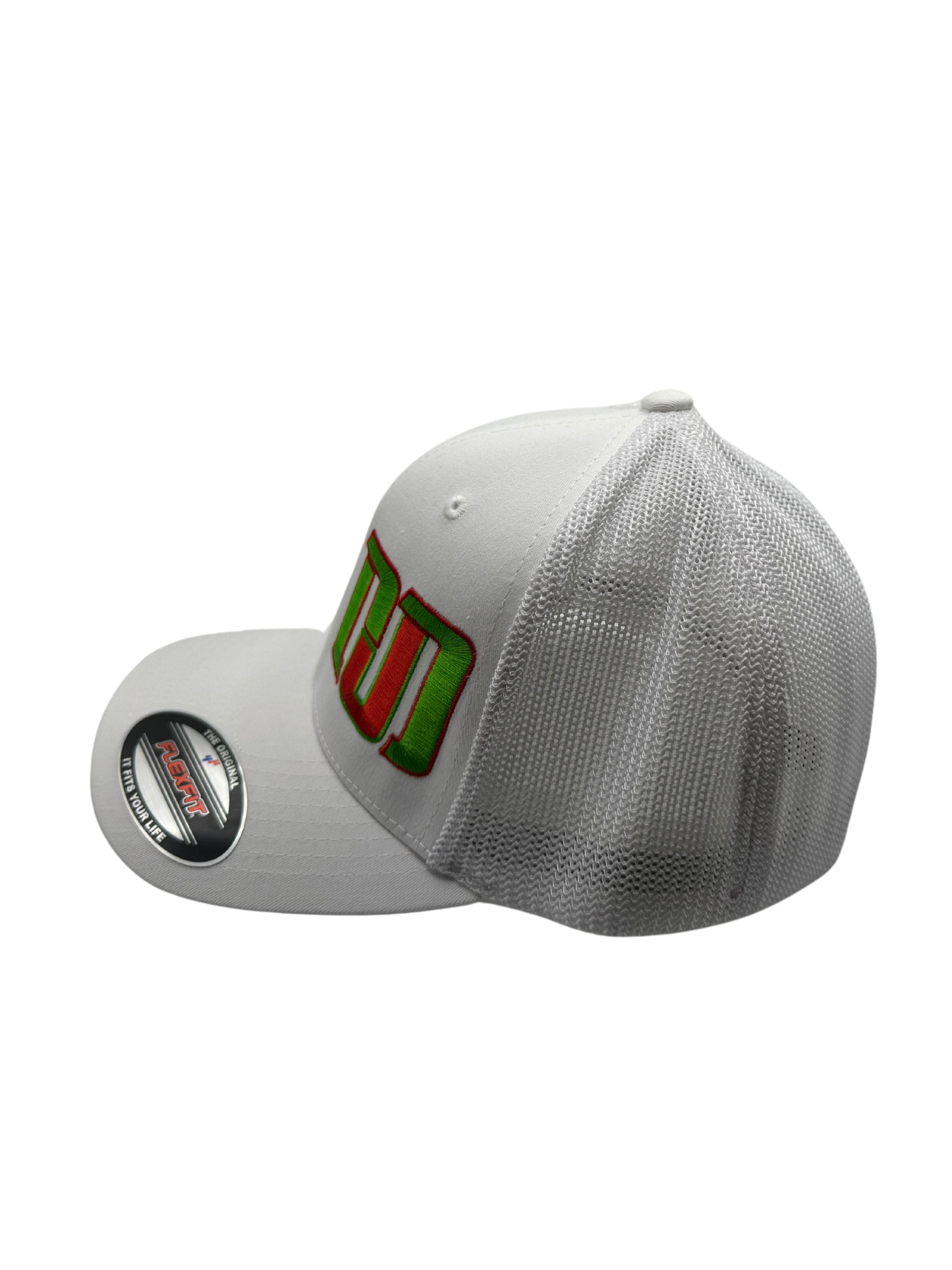 DJD White Flex Fit Trucker Fitted Large Color Logo